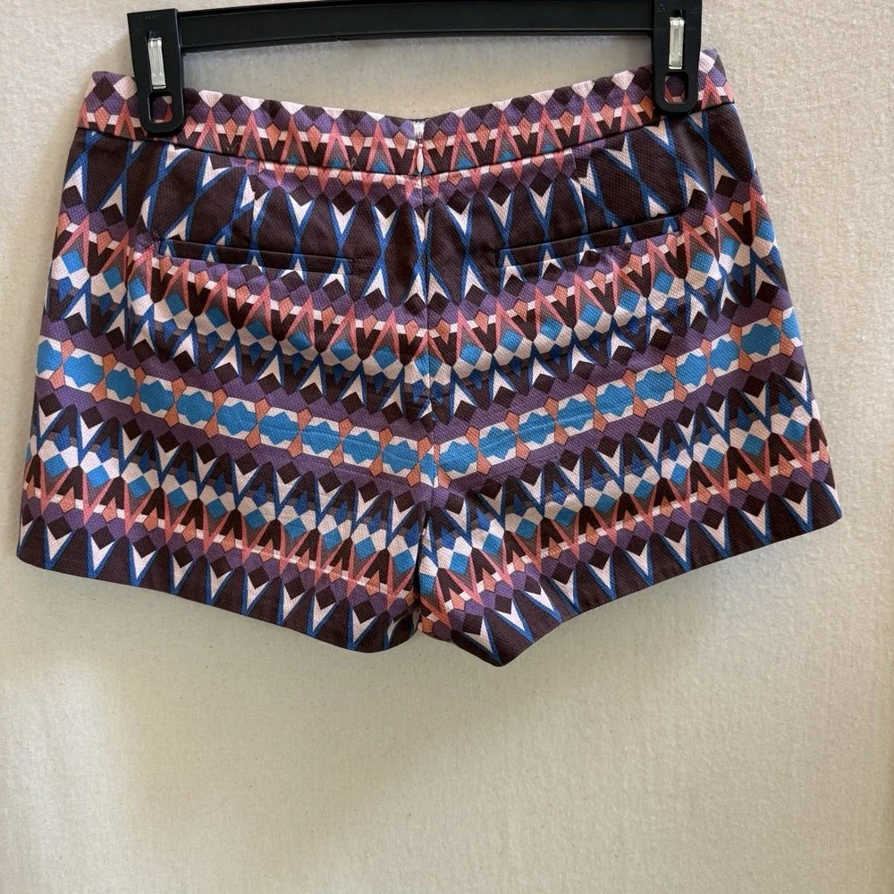 J Crew Shorts Tribal Print Back Zipper Cotton Stretch A6430 Womens‎ 6